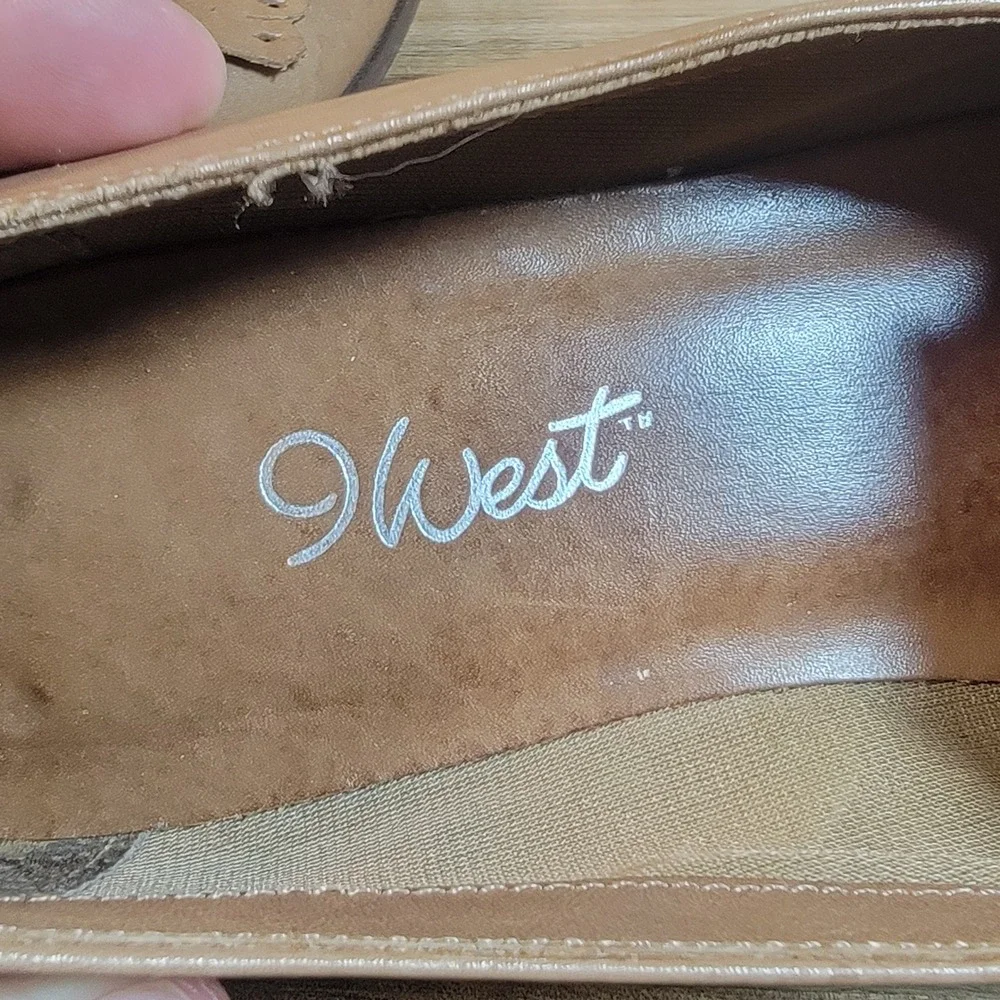 9 West Women's Loafers Brown‎ Leather Slip On Flats Fringe Detail Size 7 M